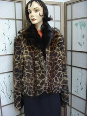*~BRAND NEW FOX FUR JACKET COAT W/ BLACK FOX WOMEN WOMAN SIZE 8 MEDIUM